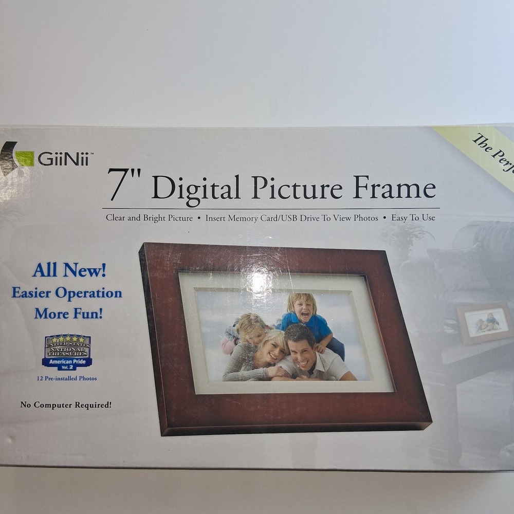Giinii 7in LCD Digital Picture Frame Brown USB SD 16MB JPEG 4:3 Clock